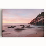 Black and white stretched canvas of Acadia National Park in Maine, ideal for kitchen wall art.