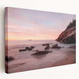 Acadia National Park landscape on stretched canvas, featuring muted earth tones, ideal for kitchen wall art.