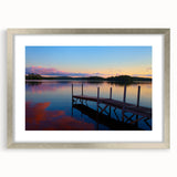 Textured abstract art print depicting a serene Maine landscape in muted earth tones, framed in silver, ideal for bedroom art.