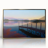 Framed acrylic print of a serene Maine landscape in muted earth tones, ideal for modern art wall decor.