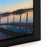 Close-up of a black textured wall art depicting a colorful Maine scenery on a framed canvas, suited for living room decor.