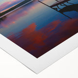 Art deco poster of Maine scenery in muted blue and green tones on rolled canvas, suitable for dining room wall art.