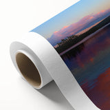 Art Deco poster of Maine scenery on rolled canvas, featuring cool blue and green hues, ideal for nursery wall art.