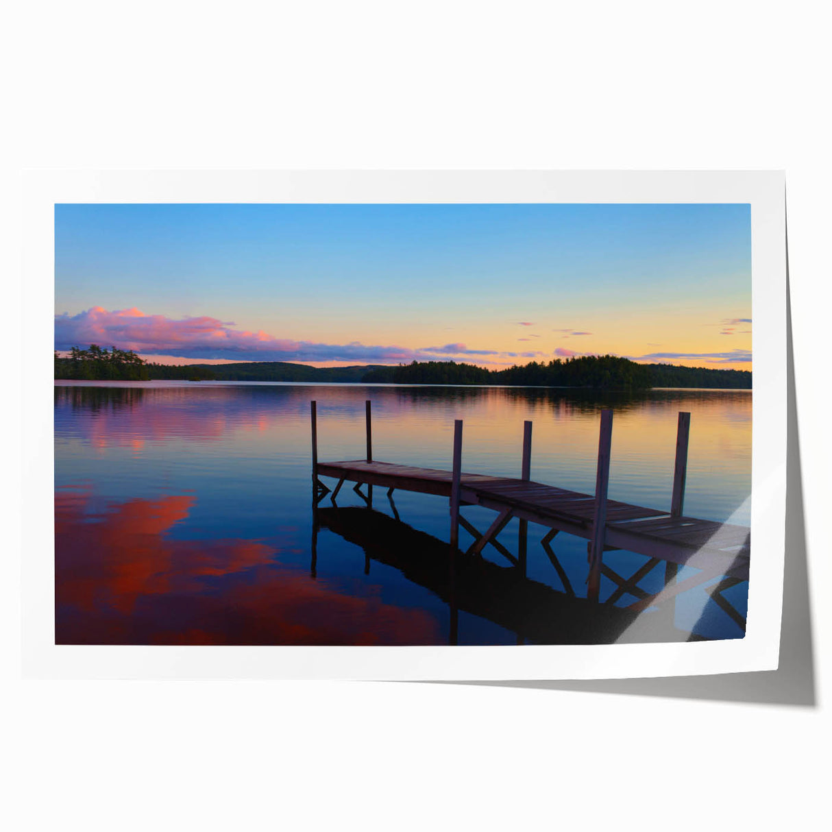 Rolled print of Maine scenery with vibrant green landscapes and blue skies, ideal for art wall dining room decor.
