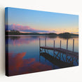Large canvas print depicting a serene Maine landscape in soft blue and green tones, ideal for kitchen wall art.
