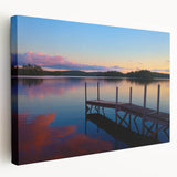 Large canvas print depicting a serene Maine landscape in soft blue and green tones, ideal for kitchen wall art.