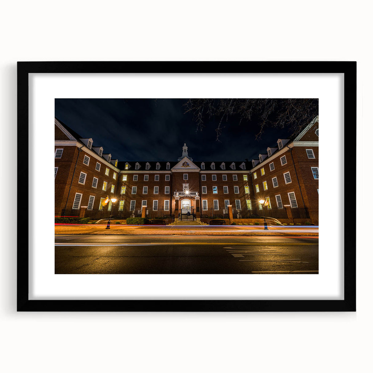 Extra large abstract art print of Annapolis, Maryland, featuring vibrant colors and textured design on a black framed canvas.