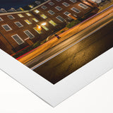 Art deco poster of Annapolis skyline in muted blue and gray tones on rolled canvas, suitable for dining room decor.