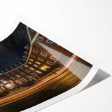 Extra large wall art featuring line art flowers in muted earth tones on a rolled canvas.