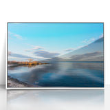 Art deco style poster of Chesapeake Bay with pastel shades on framed acrylic, ideal for modern nursery decor.