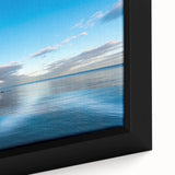 Extra large framed canvas of Chesapeake Bay with textured, colorful art on a black background, ideal for living room decor.