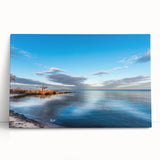 Black and white photo of Chesapeake Bay on stretched canvas, suitable as large kitchen wall art or bedroom decor.