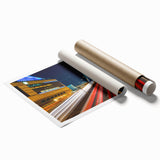 Extra large rolled print of Boston scenery with muted gray and floral elements.