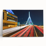 Black and white photo of Boston skyline on large stretched canvas, ideal for kitchen wall art.