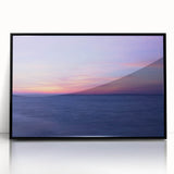 Large abstract wall art depicting a Massachusetts Cape scenery in muted gray and blue tones, framed in black acrylic.