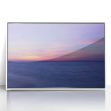 Art deco poster of Massachusetts Cape scenery in muted blue and white tones on framed acrylic.