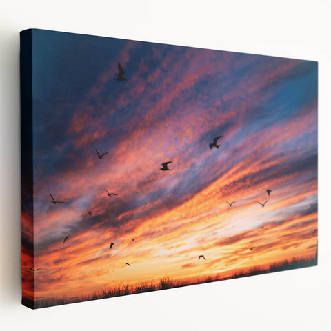 Large stretched canvas depicting a serene Nantucket landscape in soft blue and white tones, suitable for kitchen wall art.