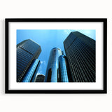 Abstract art print of Detroit skyline in vibrant colors on a textured, extra large canvas, ideal for living room decor.