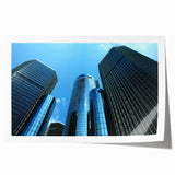 Rolled print of Detroit skyline in muted gray tones, ideal for art wall dining room.