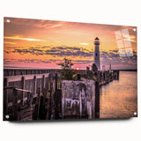 Large abstract wall art depicting Michigan's Upper Peninsula in muted earth tones on acrylic glass.