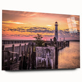 Acrylic print of a large abstract depiction of Michigan's Upper Peninsula in muted earth tones.