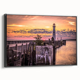 Black and white framed canvas of Michigan's Upper Peninsula landscape, suitable for bedroom decor.