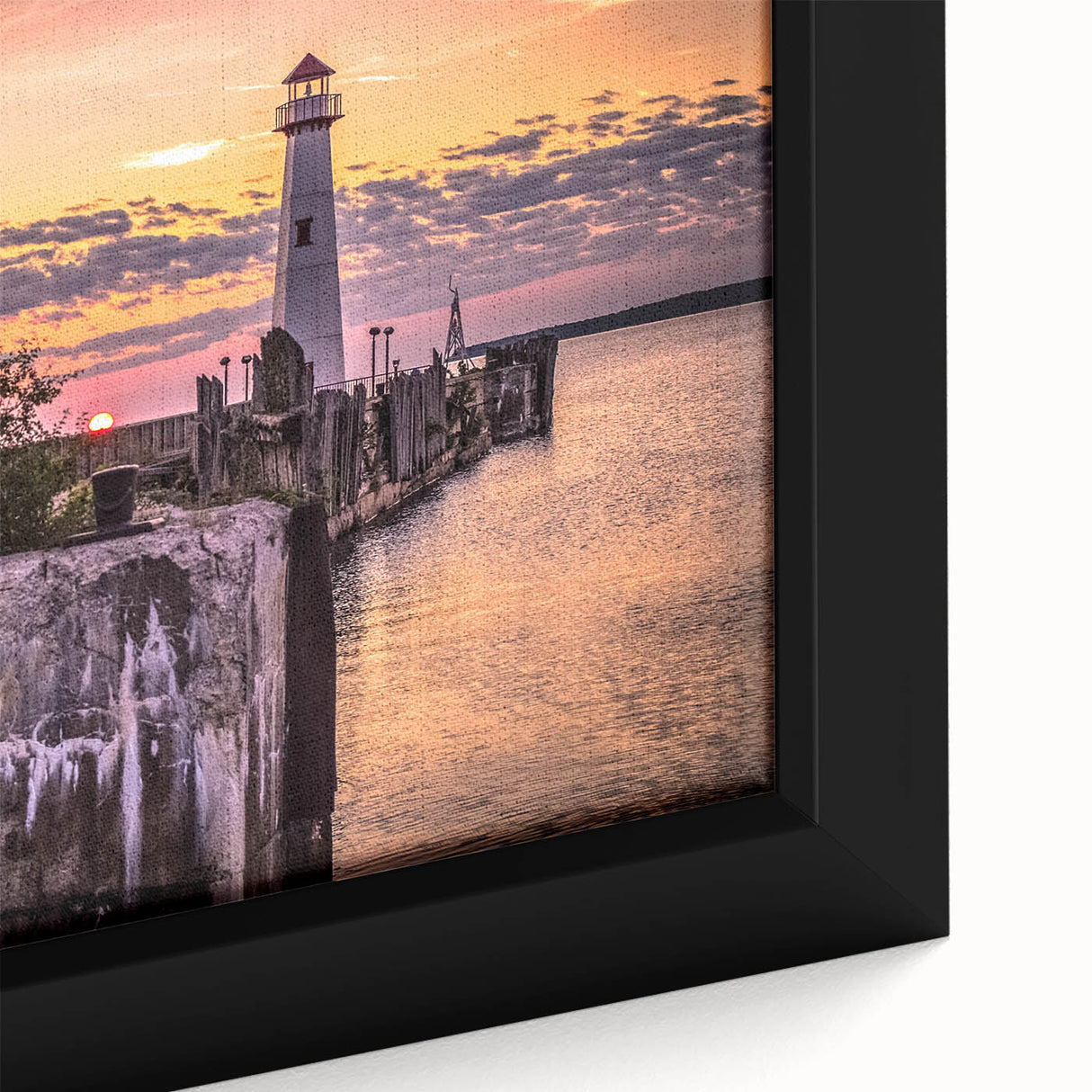 Extra large framed canvas of a textured Michigan Upper Peninsula scenery, featuring black and colorful art.