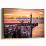 Framed canvas featuring a vintage-style landscape painting of Michigan's Upper Peninsula in black and gold tones.