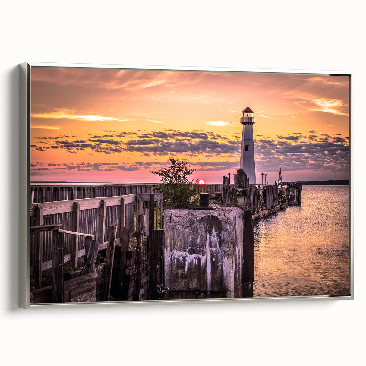 Framed canvas of a Michigan Upper Peninsula landscape in vibrant colors, ideal for living room decor.