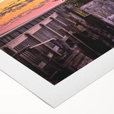 Art deco poster of Michigan's Upper Peninsula in muted earth tones on rolled canvas, suitable for dining room wall art.