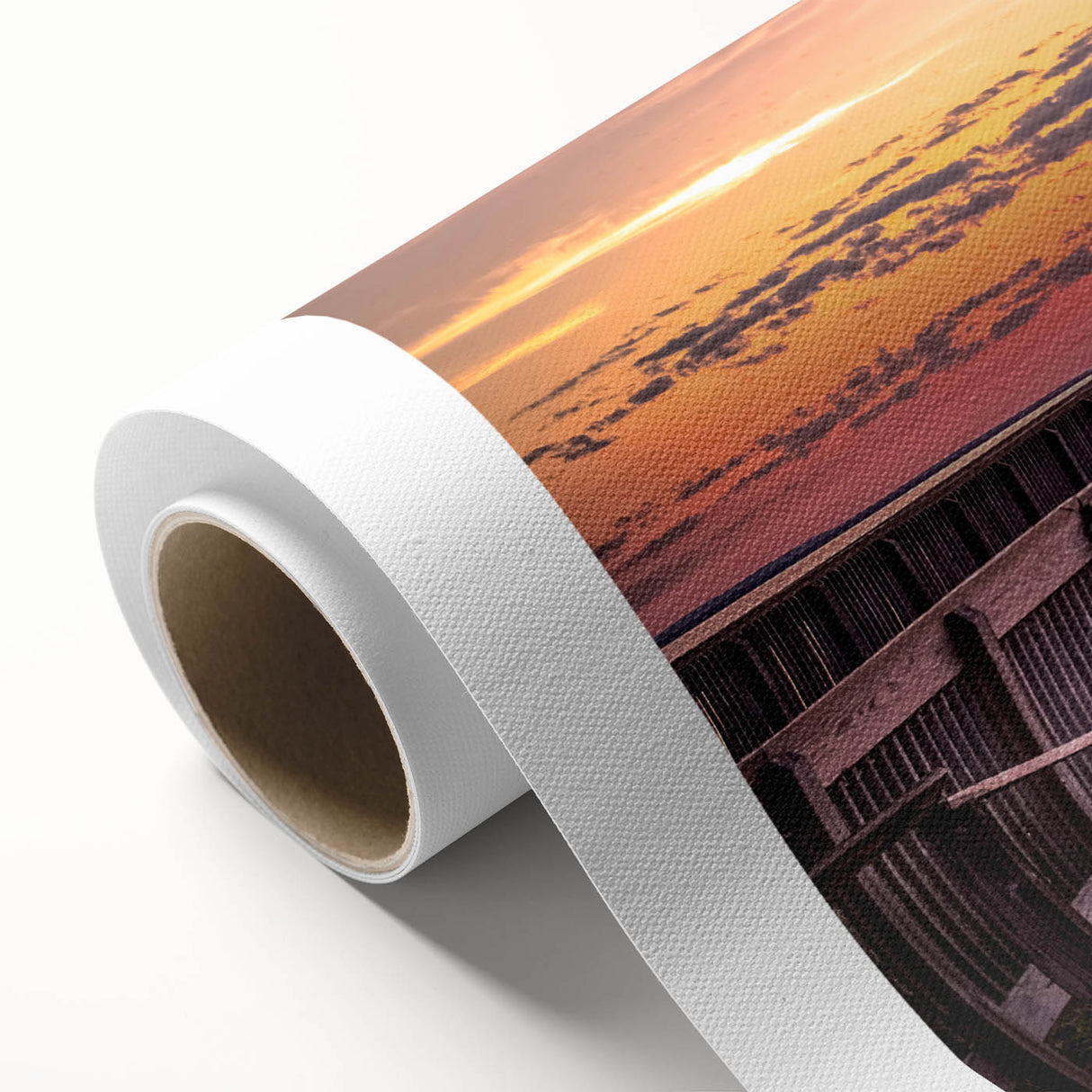 Art deco poster of Michigan's Upper Peninsula in muted earth tones on rolled canvas, ideal for nursery wall art.