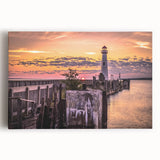 Black and white photograph of Michigan's Upper Peninsula on stretched canvas, suitable as large kitchen wall art.