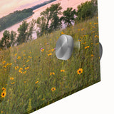 Large abstract wall art depicting Minnesota scenery in muted earth tones on acrylic glass, suitable for dining room ambiance.