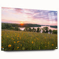 Acrylic print of a large abstract depiction of Minnesota scenery in muted earth tones, ideal for dining room decor.