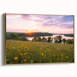 Framed canvas depicting a vintage-style Minnesota landscape in muted gold and black tones, ideal for bedroom wall art.