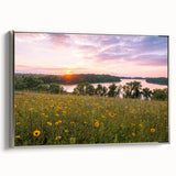 Framed canvas depicting a vintage-style Minnesota landscape with a colorful palette, ideal for living room decor.