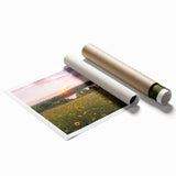 Extra large rolled print of a serene Minnesota landscape with soft floral elements in pastel shades.