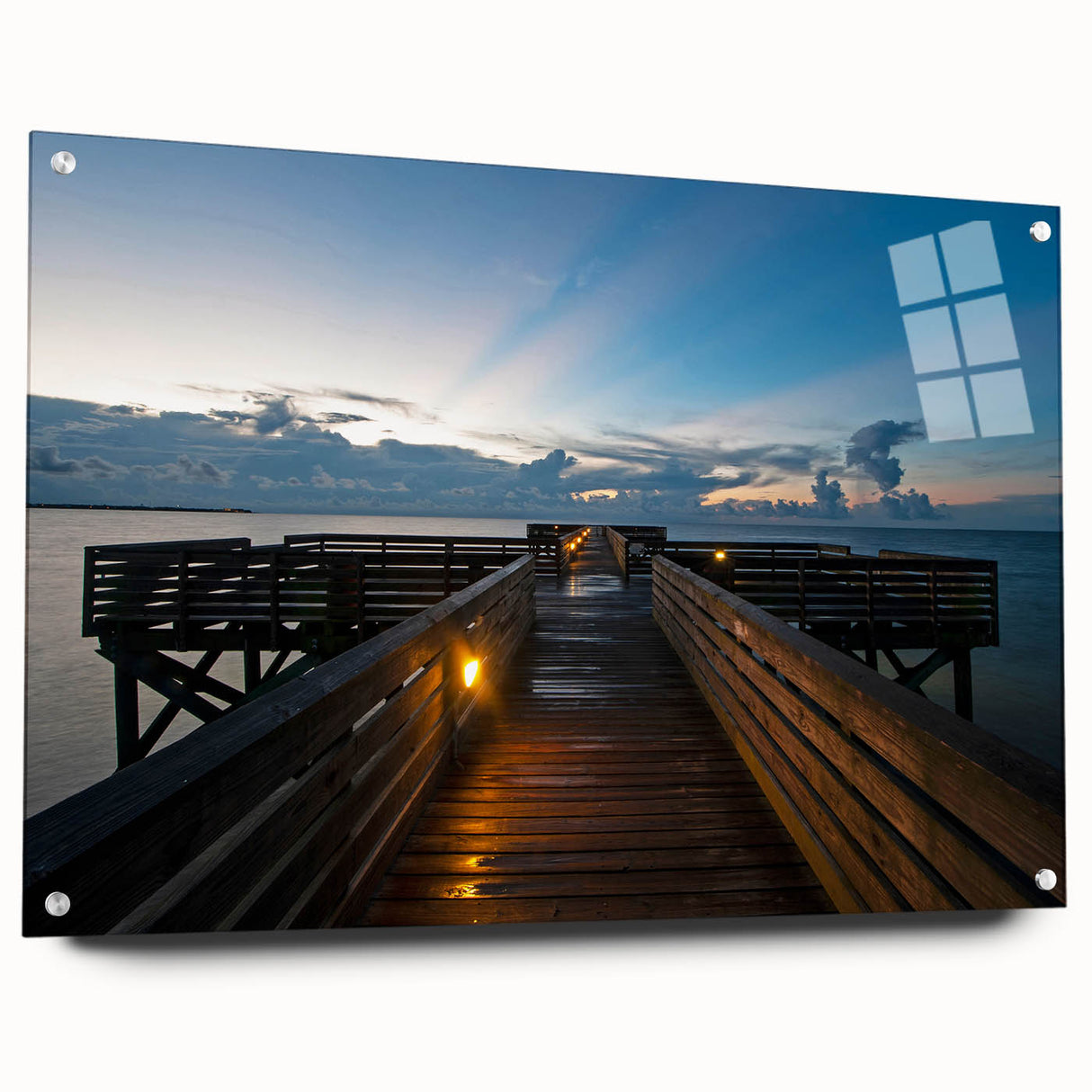 Acrylic print of a large abstract Mississippi scenery in muted earth tones, ideal for dining room decor.