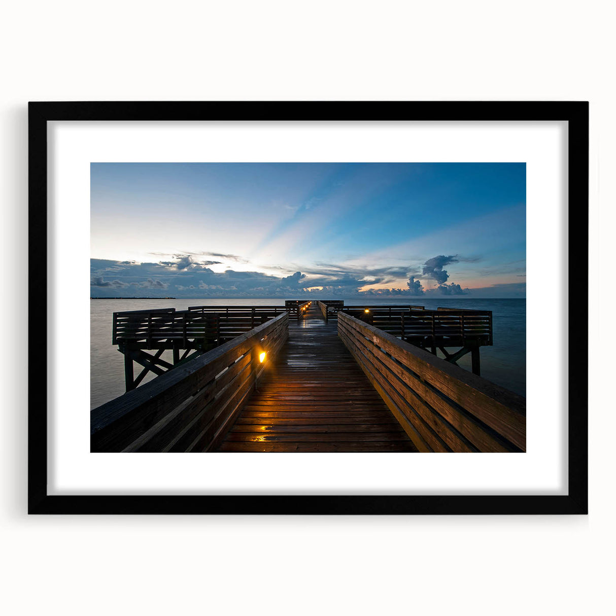 Extra large abstract art print of a colorful Mississippi landscape on a textured canvas, framed in black.