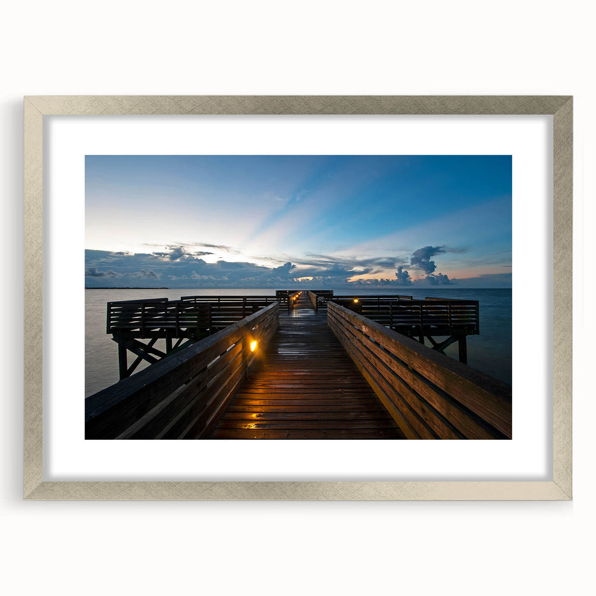 Textured abstract art print of Mississippi scenery in muted earth tones, framed in silver, ideal for bedroom art.
