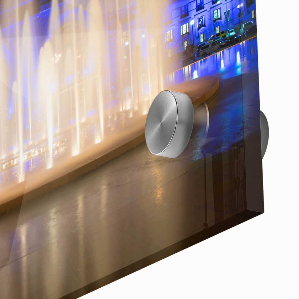 Mid-century modernist art of Kansas City skyline in muted earth tones on acrylic glass, ideal for dining room art.