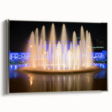 Framed canvas of a vintage Kansas City landscape painting in colorful shades, ideal for living room decor.