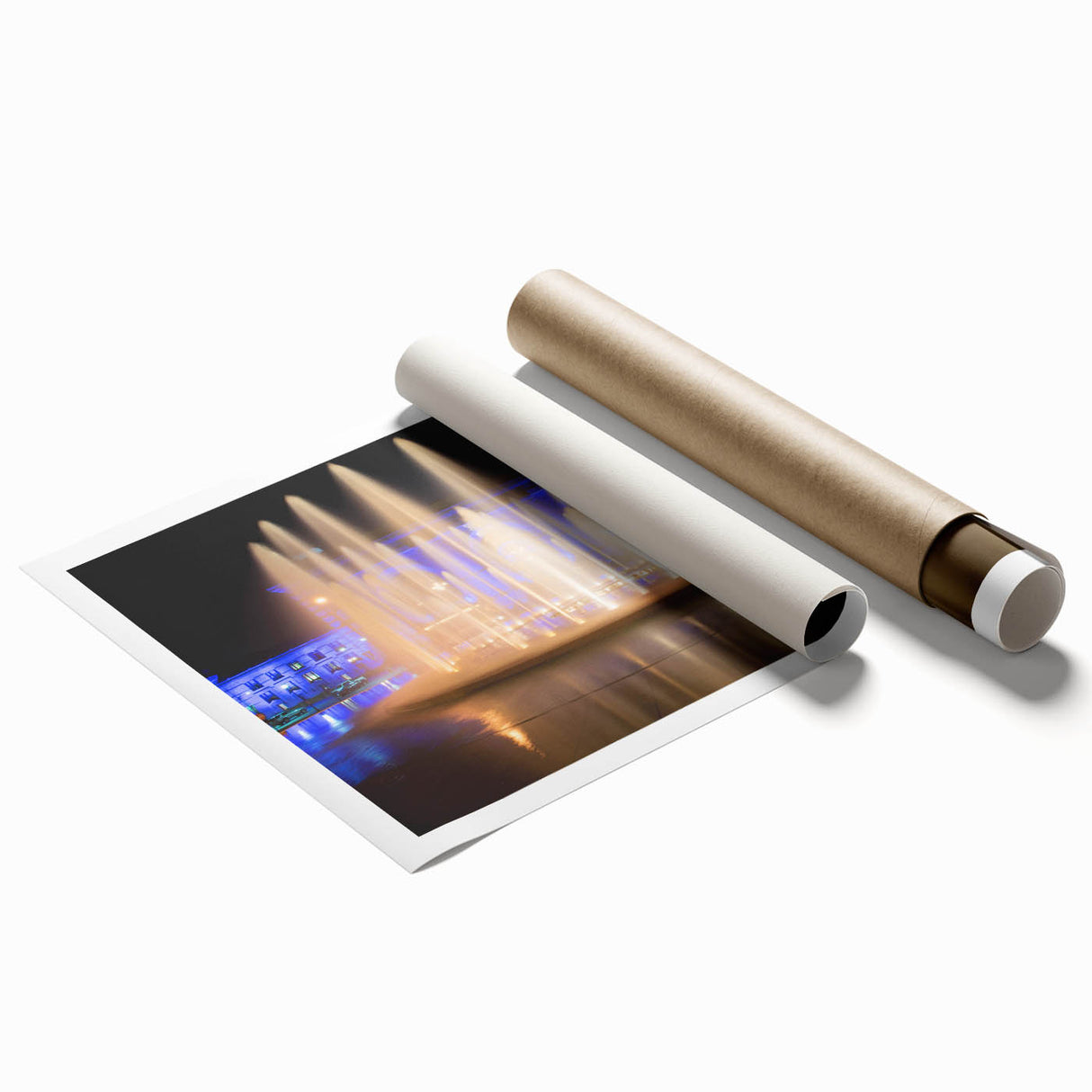Extra large rolled print of Kansas City skyline with pastel shades, ideal for classy bathroom wall art.