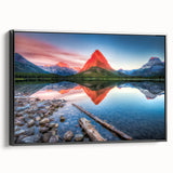 Black and white landscape art of Montana's Glacier National Park on framed canvas, suitable for bedroom decor.