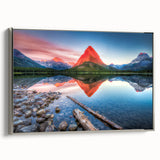 Landscape art painting of Montana's Glacier National Park on framed canvas, featuring vibrant natural colors.