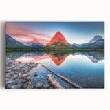 Black and white photograph of Montana Glacier on stretched canvas, ideal for kitchen wall art.