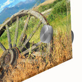 Acrylic print of a large abstract landscape in earthy tones, ideal for dining room art in a mid-century modernist style.