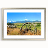 Textured abstract art print of Montana scenery in muted earth tones on a framed canvas, ideal for bedroom art.