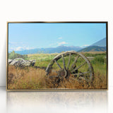 Framed acrylic print of a Montana landscape in muted earth tones, ideal for modern art wall decor.