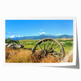Extra large rolled print of Montana scenery with floral elements in soft earth tones.